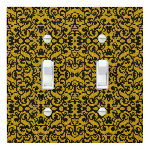 Cute black golden seamless floral patterns light switch cover