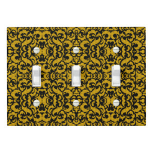 Cute black golden seamless floral patterns light switch cover