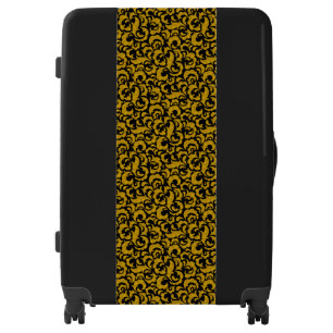 Cute black golden seamless floral patterns luggage