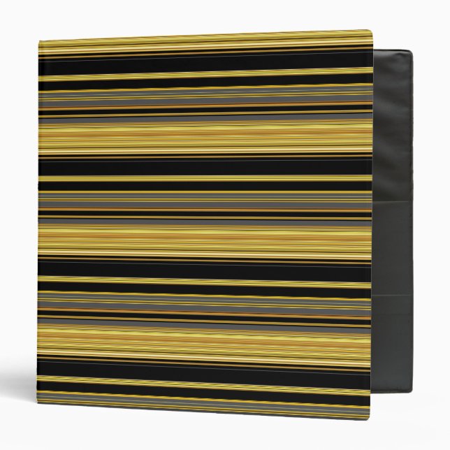 Cute black golden stripes 3 ring binder (Front/Inside)