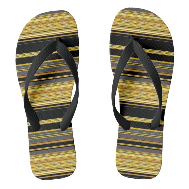 Cute black golden stripes flip flops (Footbed)