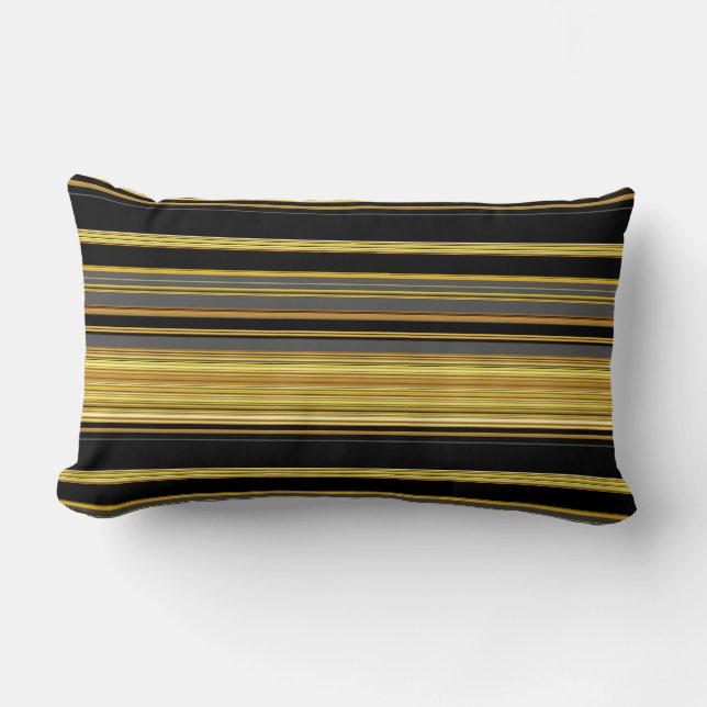 Cute black golden stripes lumbar pillow (Front)