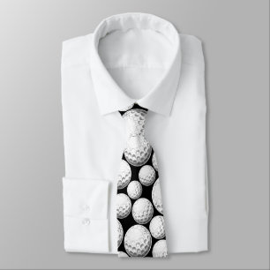 Cute Black Golf Balls Patterns Neck Tie