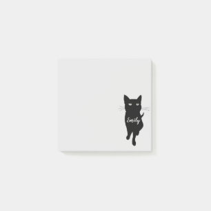 Cute black gothic cat with personalised name post-it notes