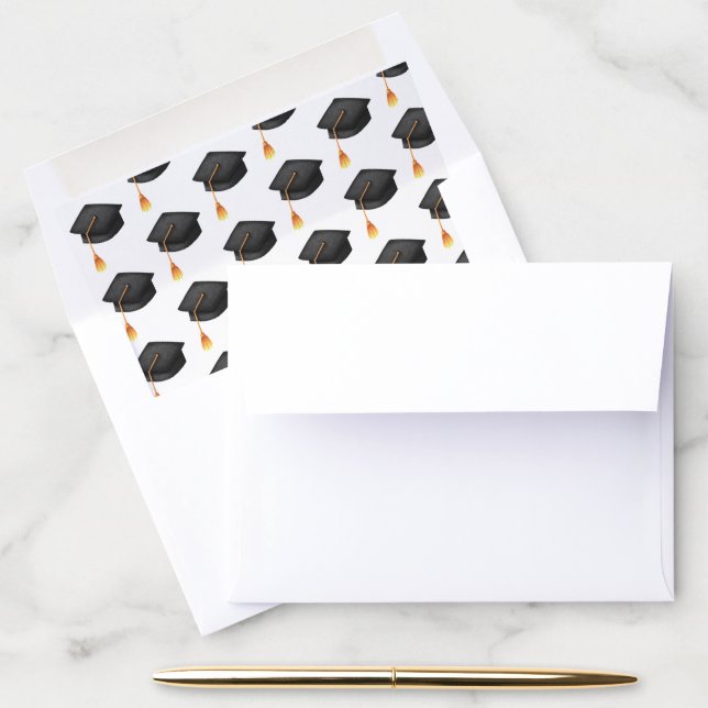 Cute Black Graduation Cap Pattern Envelope Liner (Desk)
