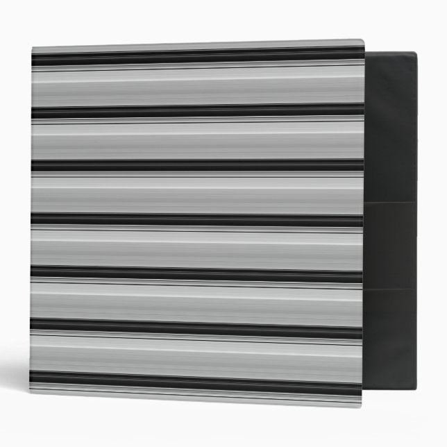 Cute black gray stripes 3 ring binder (Front/Inside)