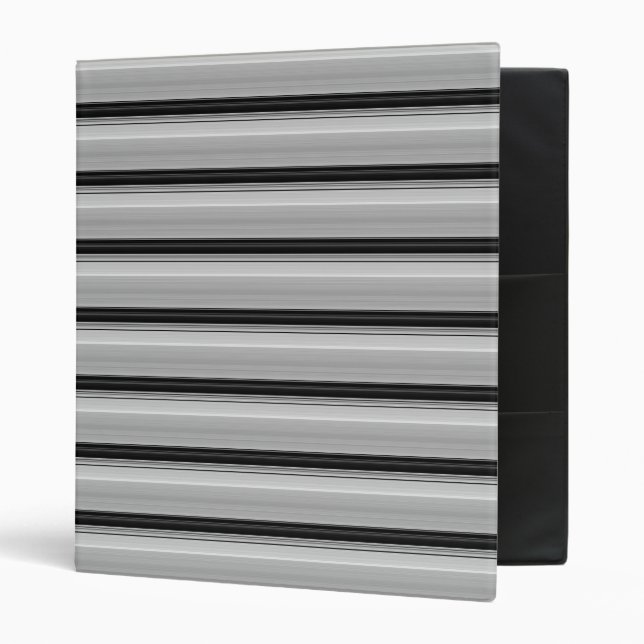 Cute black gray stripes 3 ring binder (Front/Inside)