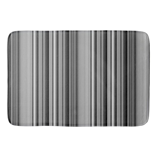 Cute black gray stripes  bath mat (Front)