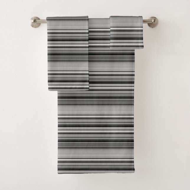 Cute black gray stripes  bath towel set (Insitu)