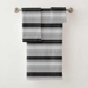 Cute black gray stripes bath towel set