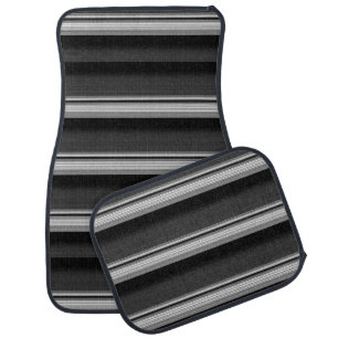 Cute black gray stripes car floor mat