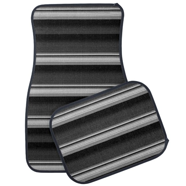 Cute black gray stripes car floor mat (Set)