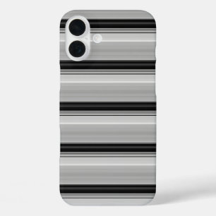 Cute black gray stripes iPhone 16 plus case