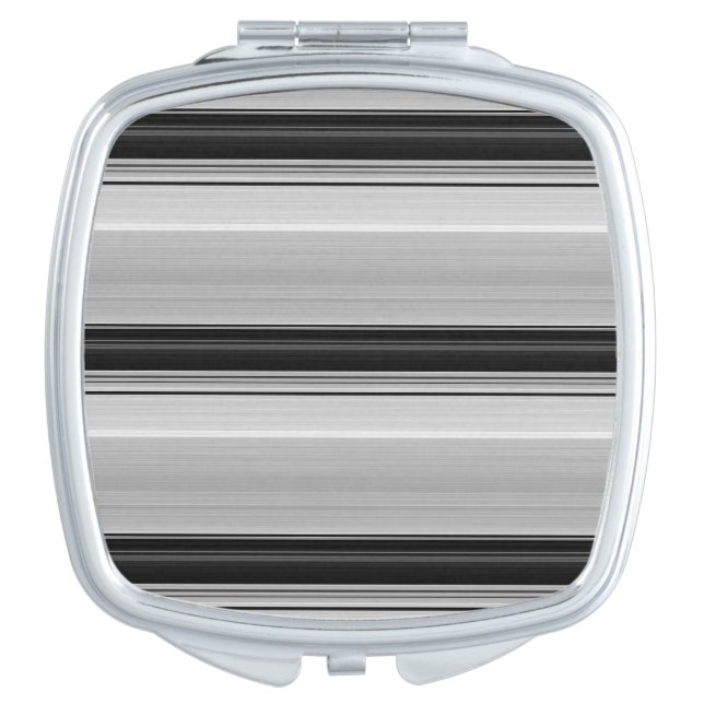 Cute black gray stripes compact mirror (Front)