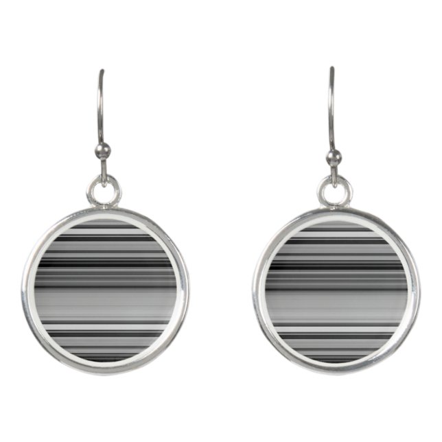 Cute black gray stripes earrings (Front)