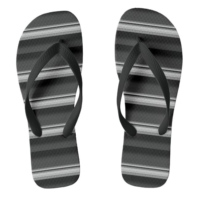 Cute black gray stripes flip flops (Footbed)