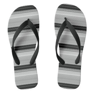 Cute black gray stripes flip flops