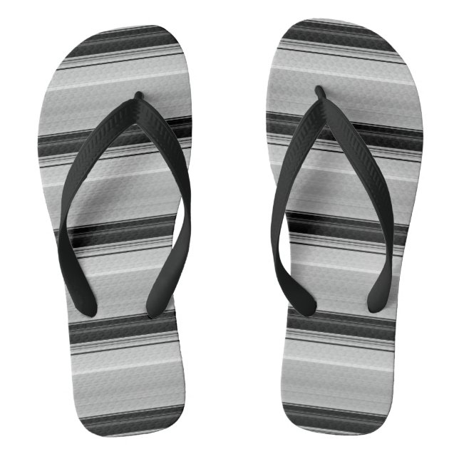 Cute black gray stripes flip flops (Footbed)