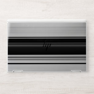 Cute black gray stripes HP laptop skin