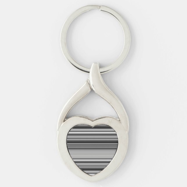 Cute black gray stripes keychain (Front)