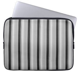 Cute black gray stripes laptop sleeve