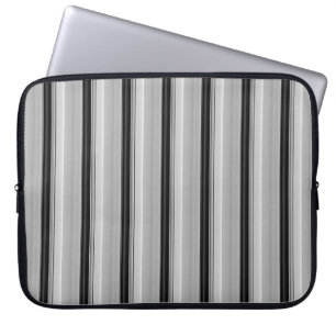 Cute black gray stripes laptop sleeve