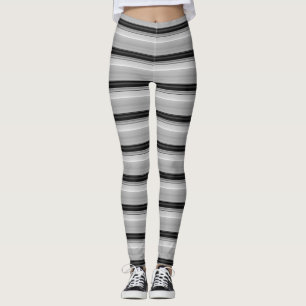 Cute black gray stripes leggings