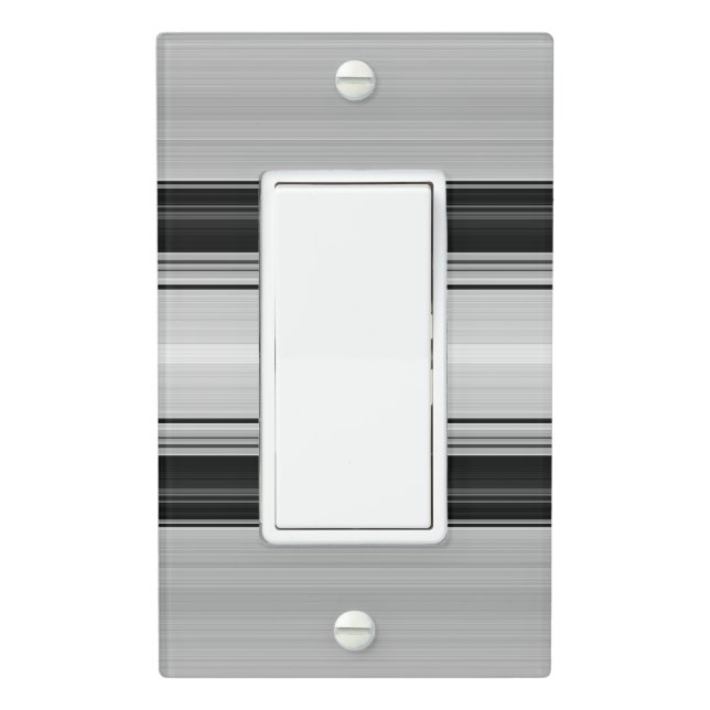 Cute black gray stripes light switch cover (In Situ)