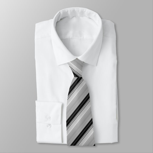 Cute black gray stripes neck tie (Tied)