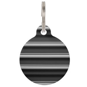 Cute black gray stripes pet ID tag