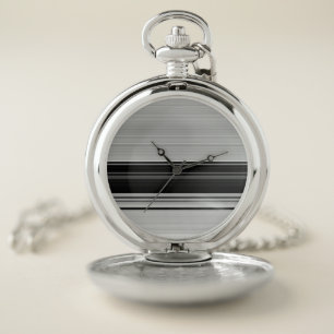 Cute black gray stripes pocket watch
