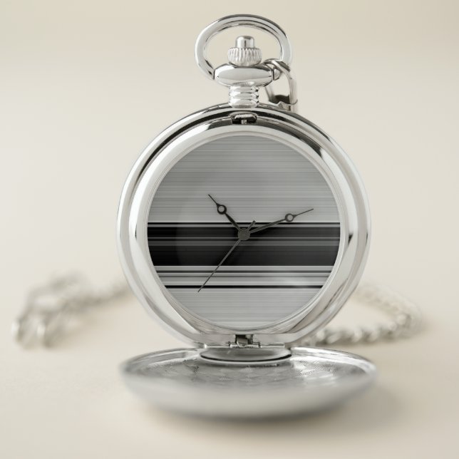 Cute black gray stripes pocket watch (Inside)