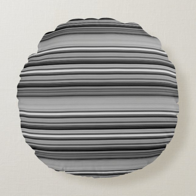Cute black gray stripes  round pillow (Front)