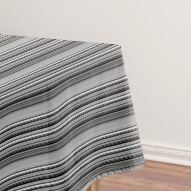 Cute black gray stripes  tablecloth (In Situ)