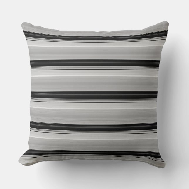 Cute black gray stripes throw pillow (Front)