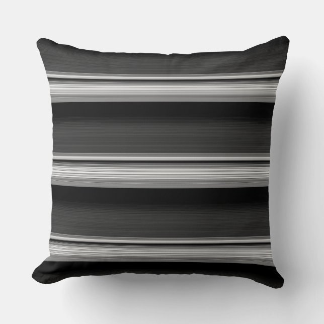 Cute black gray stripes throw pillow (Front)