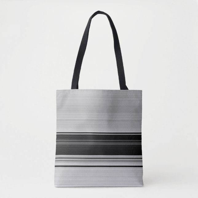 Cute black gray stripes tote bag (Front)