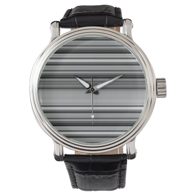 Cute black gray stripes watch (Front)
