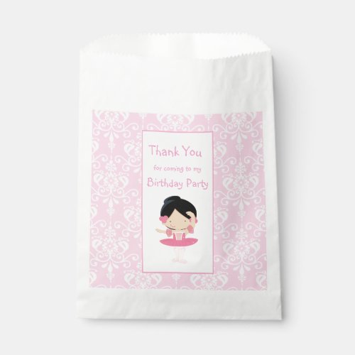 Cute Black Hair Ballerina Favor Bag