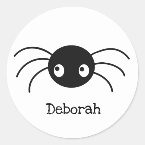 Cute black Halloween cartoon spider personalized  Classic Round Sticker