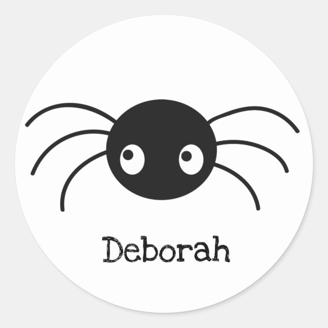 Cute black Halloween cartoon spider personalized  Classic Round Sticker (Front)