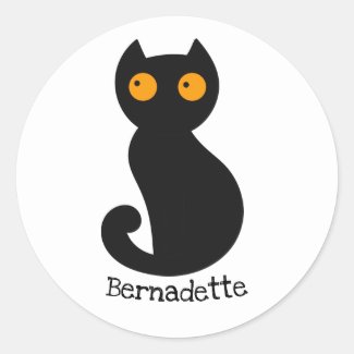 Cute black Halloween cat personalized Classic Roun