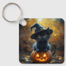 Cute Black Halloween Pumpkin Keychain