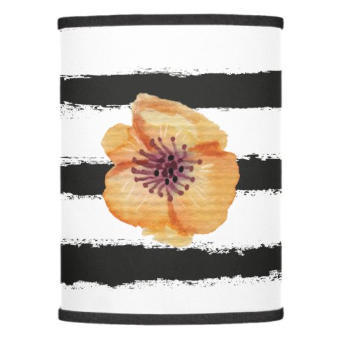 Cute Black Handmade Stripes Watercolor Flower Lamp Shade