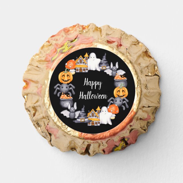 Cute Black Happy Halloween Illustration Reese's Peanut Butter Cups (Front)