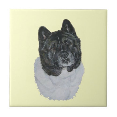 cute black headed American type akita dog Ceramic Tile