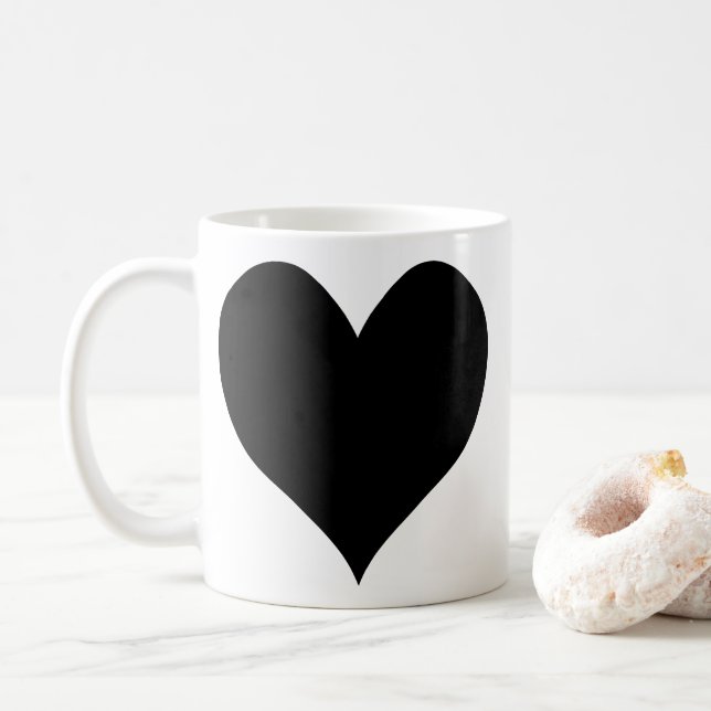 Cute Black Heart Coffee Mug (With Donut)