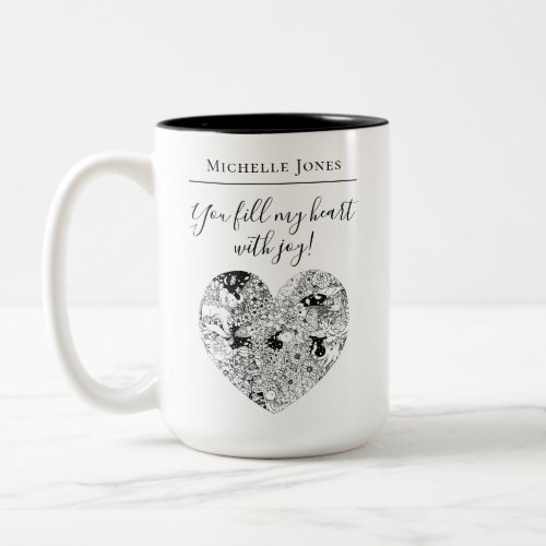 Cute Black Heart Valentines Day Love Quote Wife Two_Tone Coffee Mug