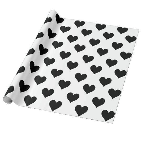 Cute Black Heart Wrapping Paper