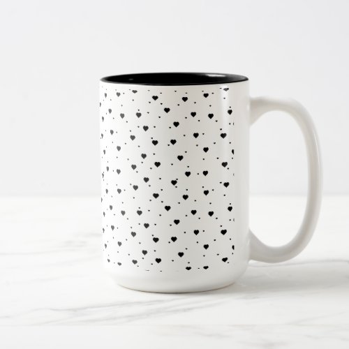 Cute Black Hearts Pattern Two_Tone Coffee Mug